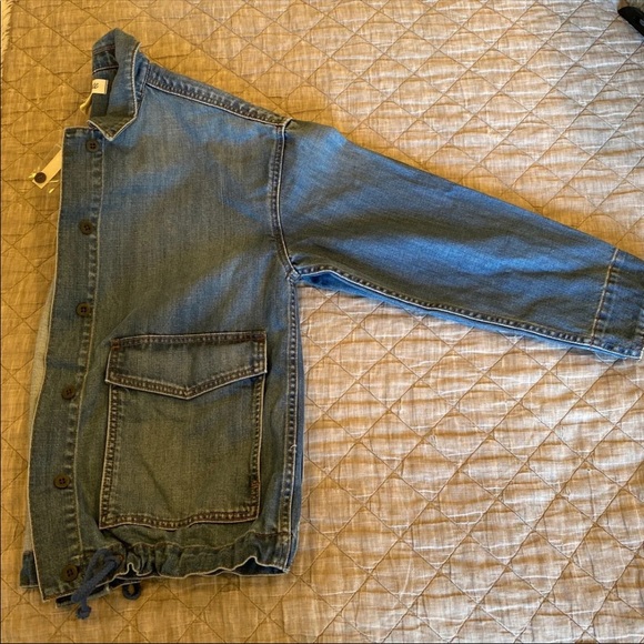 Denim Drawstring Military Shirt Jacket in Glenmar Wash - Picture 10 of 12